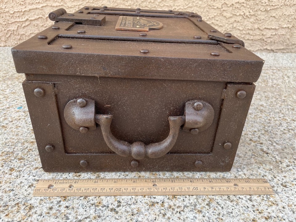 Cast Iron Strong Box with Winchester Plaque and Brass Winchester ...