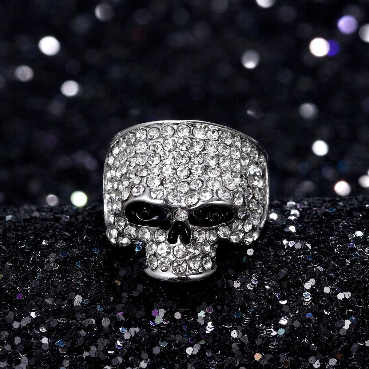 Chino Antrax Crystal Skull Ring Rock Gold Silver Black Biker