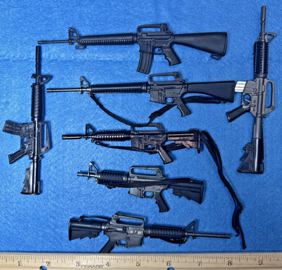 12'' ACTION FIGURE ACCESSORIES - 1/6 - AR15/M16 MACHINEGUN WEAPONS LOT OF 7