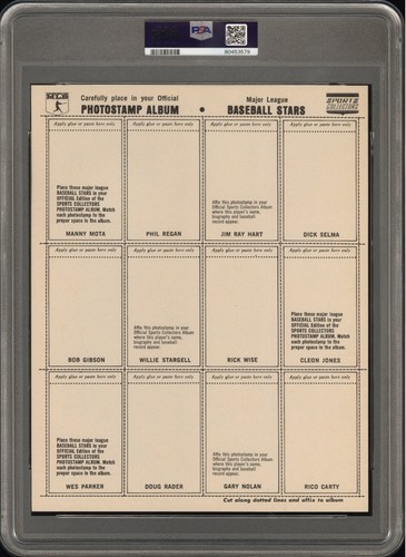 1969 MLB PHOTOSTAMPS NATIONAL LEAGUE 3 Complete Panel PSA 5 Willie Stargell - Bild 3 von 3