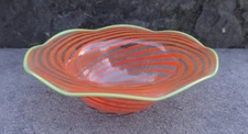 Orange, Neon Yellow Swirled BIMINI Glass Open Salt Dip, Cellar, Dish!
