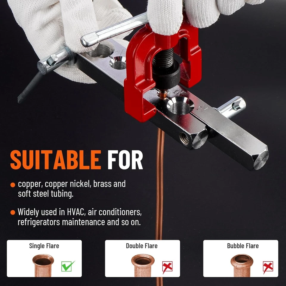 New Brake Line Repair Kit 3/16 25 FT Pipe Single Flaring Tool 22 Nuts Fittings - Image 4 of 4