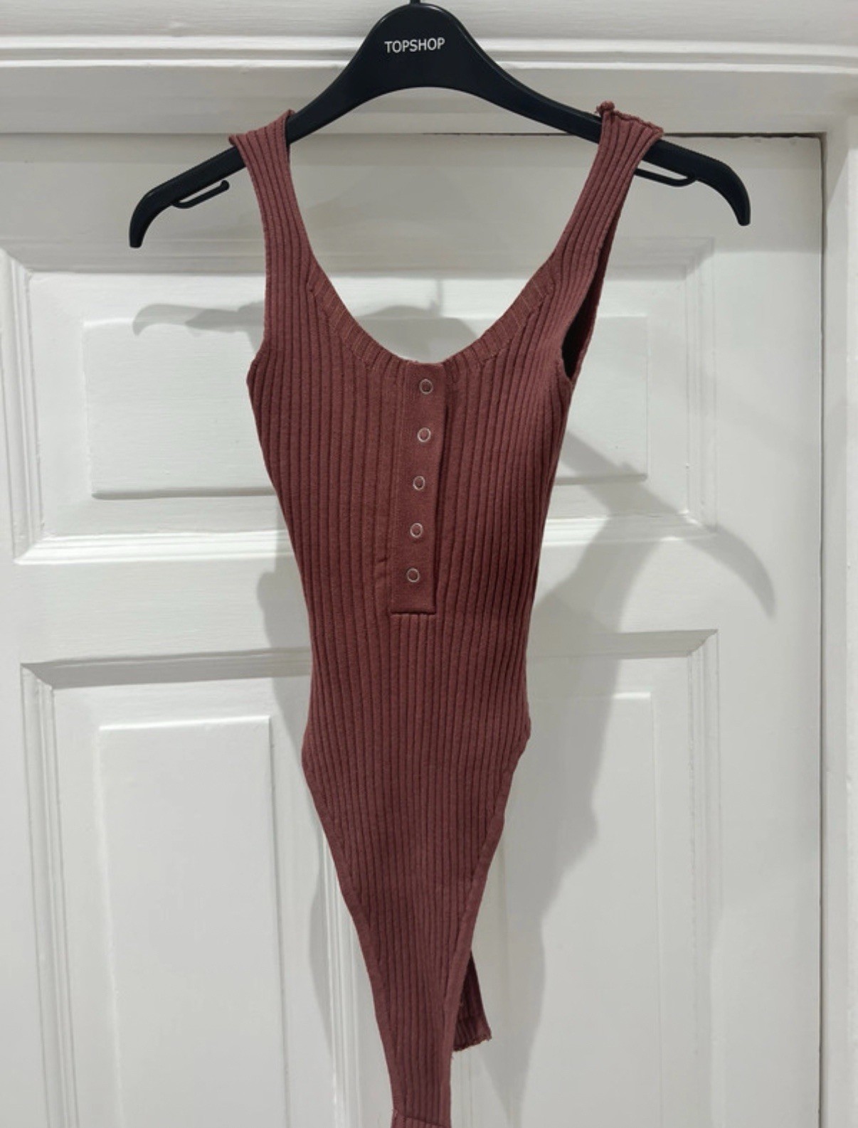 Missguided Brown Ribbed Bodysuit Size 8