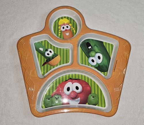 VeggieTales Toddler Divided  Dinner Plate 2000 Bob & Larry Melamine Y2K Child