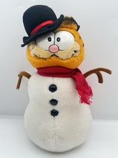 Dakin GARFIELD Snowman 10" Plush Garfield w/ Christmas Scarf Red Vintage 1981