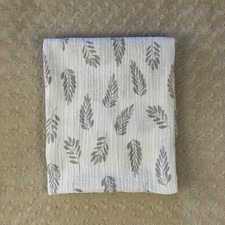 Cloud Island Gray White Leaf Baby Swaddle Blanket Muslin Cotton Fern Leaves 2020