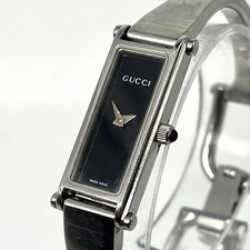 [USED Excellent] Gucci 1500L Silver Bangle Watch Black Dial Swiss Quartz From JP