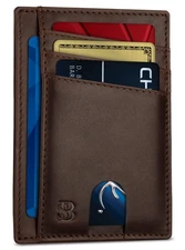 RFID Blocking Slim Minimalist Mens Front Pocket Wallet. Thin Card Holder. Ful...