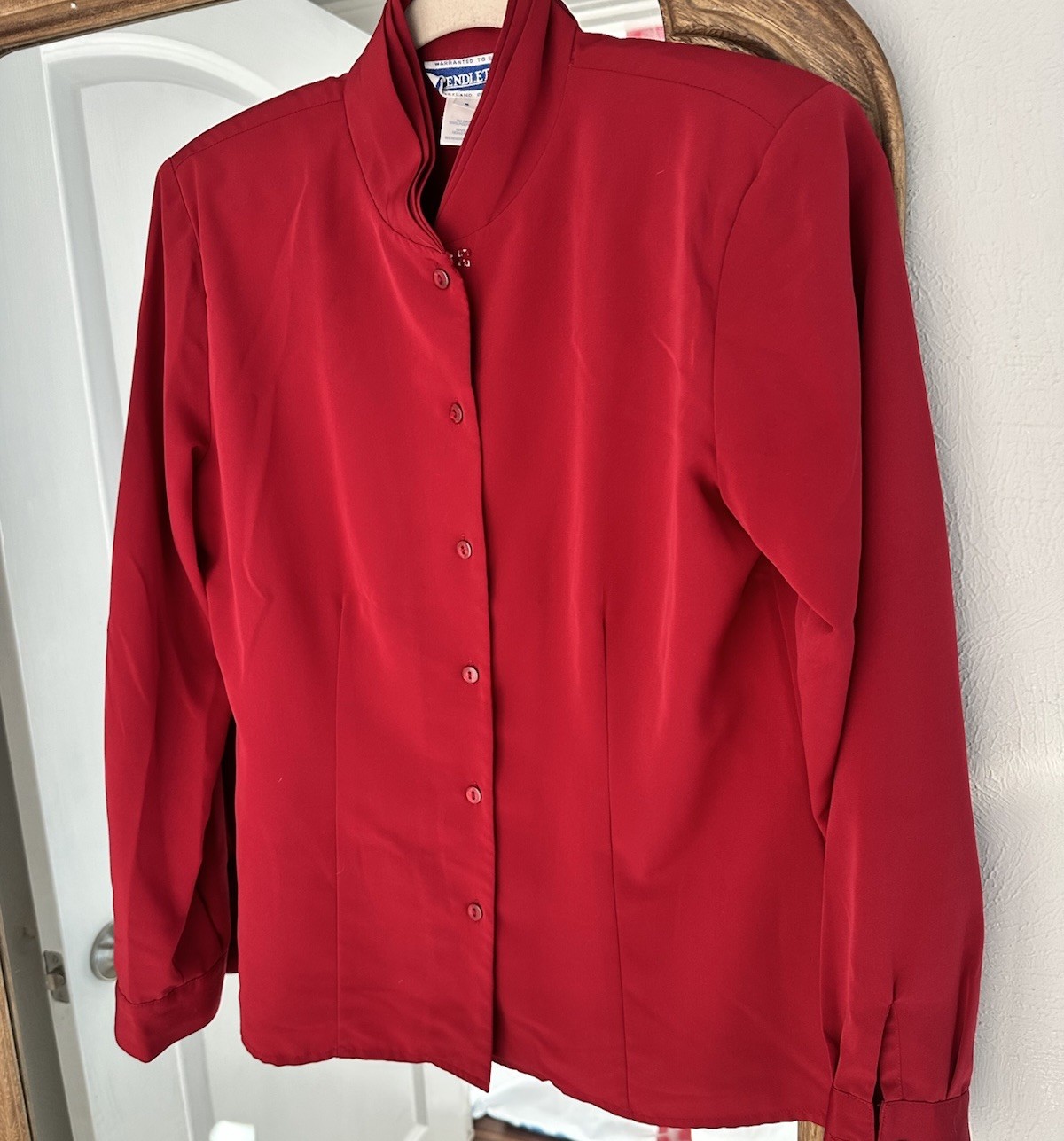 VTG Red Pendleton Button Down Shirt With Shoulder… - image 2