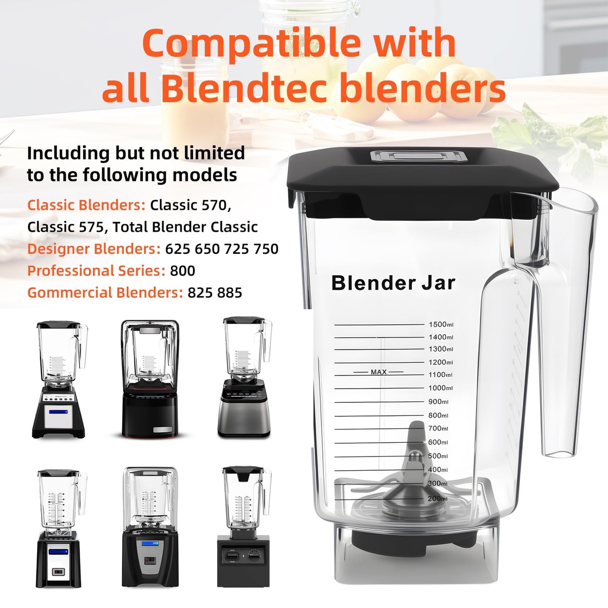 90オンス キッチンブレンダージャー、対応 Blendtec WildSide+ ジャー