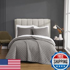 Cannon Solid Percale Grey Twin/Twin Xl 2 Piece Quilt Set