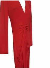 $3290 Alexander McQueen Women's Red V Neck Long Gown Dress Size 38