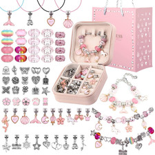 Charm Bracelet Making Kit, Jewelry Making Kit Craft Gift for Girls 5 6 7 8-12, a