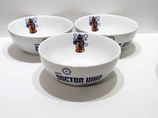 Doctor Who 3 Piece Set of 6.5" Ceramic Bowls with Character Designs With Daleks