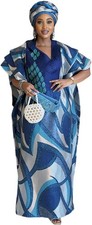 African Fancy Bubu Dress for Woman Embroidery Pattern Maxi Dress