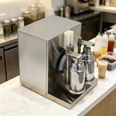 Double-Head Milk Tea Shaker Machine 2 Stainless Steel Cups 2 Plastic Shaker 110V