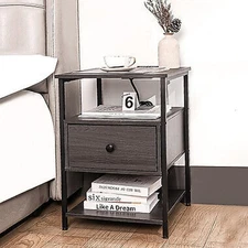 Nightstand Bedside Table Drawers with Charging Station and USB Ports