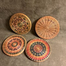 Vintage 1930S Made In Japan Straw Ware Wood C...