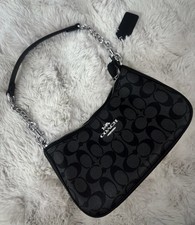 Genuine Coach Teri Shoulder Bag — Black Signature Canvas - Brand New