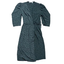 See By Chloe Wrap Dress Sz 34 US 2 Floral Polka Dot Green Knee Length Boho