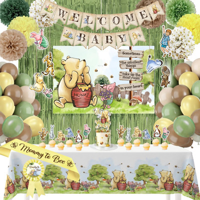 Winnie Baby Shower Decorations   the Pooh Balloons, Backdrop, Welcome Baby Banne