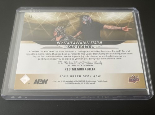 2025 Upper Deck All Elite Wrestling Red Memorabilia Rey Fenix Penta El Zero M - Picture 2 of 2