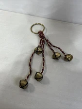 Brass Christmas Sleigh Bells 5 Strands On 3 Inch Ring 