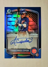 Angel Cepeda 2025 Bowman Chrome AUTO Prospect BLUE REFRACTOR 139/150 Cubs RC F6