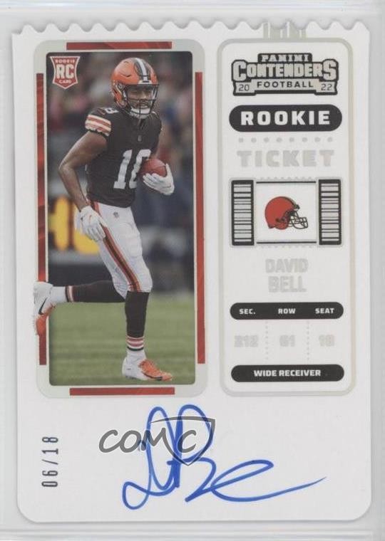 2022 Panini Contenders Ticket RPS Stub 6/18 David Bell #113 Rookie Auto RC 13c1