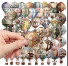 10pcs Mixed Color Hot Air Balloon P.E.T. Stickers -DIY Crafts Cards, Journal