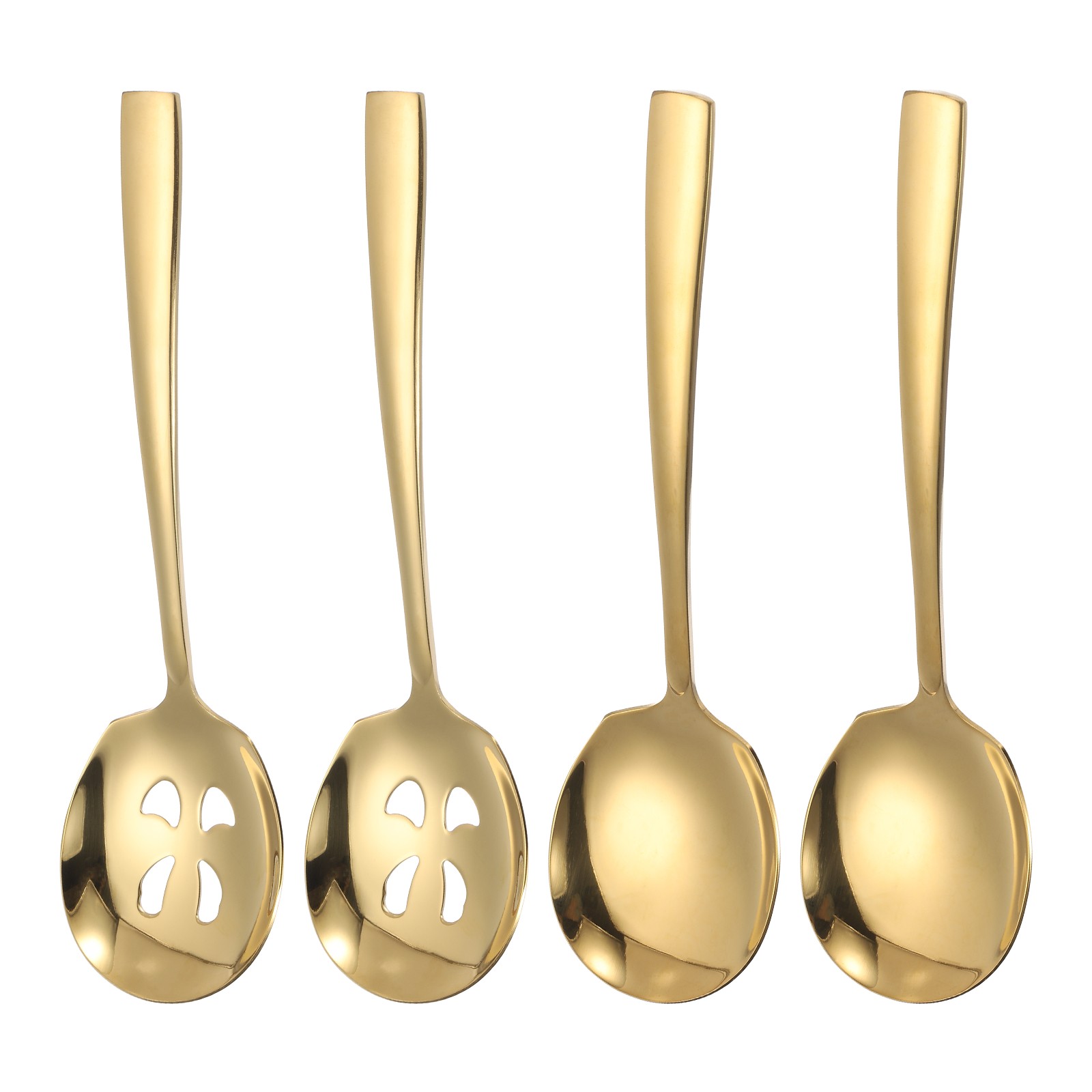 Stainless Steel Large Serving Spoons Utensils Set, Gold, 4Pcs, for Public