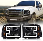 LED DRL Headlights For 2005 2006 2007 Ford F250 F350 F450 Super Duty Headlamps