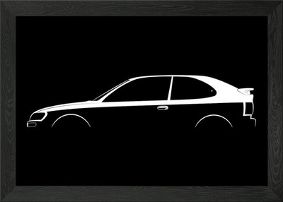 Corolla FX GT (E101) Silhouette gerahmtes Wandbild Poster Leinwanddruck Bild