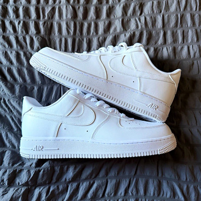 Nike Air Force 1 Men s Low Top White Lace-Up Athletic Sneakers Rubber Sole
