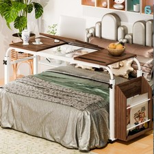 Adjustable Height 40cm Wide Desktop Overbed Table Tilt Sofa Bed Table w/Wheels