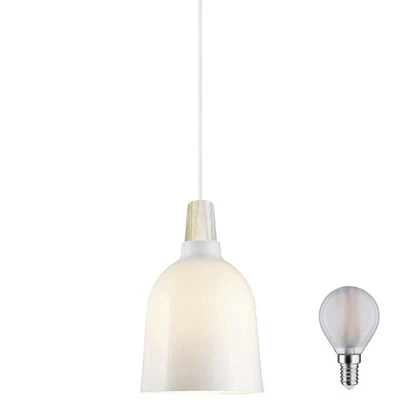 Nordlux LED Pendelleuchte Karma Nordic 14 Opal/Weiß Holz Ø14cm 5W = 40W E14 - Bild 1 von 4
