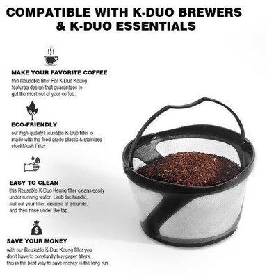 Wiederverwendbar Netz Kaffeefilter Korb Für Keurig K-Duo & Essentials Boden Brau