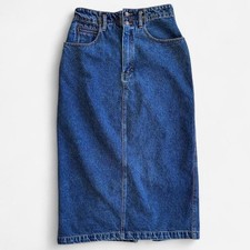 Vintage 90s Jordache High-Waisted Denim Midi Skirt with Pockets
