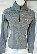 Victoria's Secret PINK Heather Grey Quarter Zip Pullover Sweatshirt Womens S