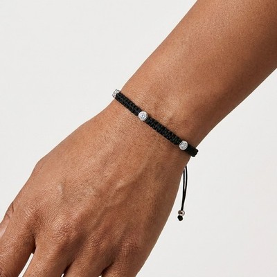 Lab Grown Diamond Macrame Unisex Bracelet | Sterling Silver Bezel Set (0.15CT)