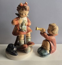 VINTAGE HUMMEL GOEBEL GERMANY LOT 2 MOTHER'S HELPER 133 GIRL WITH TRUMPET 391