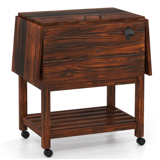 Cart For Patio Rolling Ice Chest With Shelves-brown