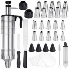 34X Icing Piping Set for Cake Decorating, Stainless Steel Icing Tips & Syringe