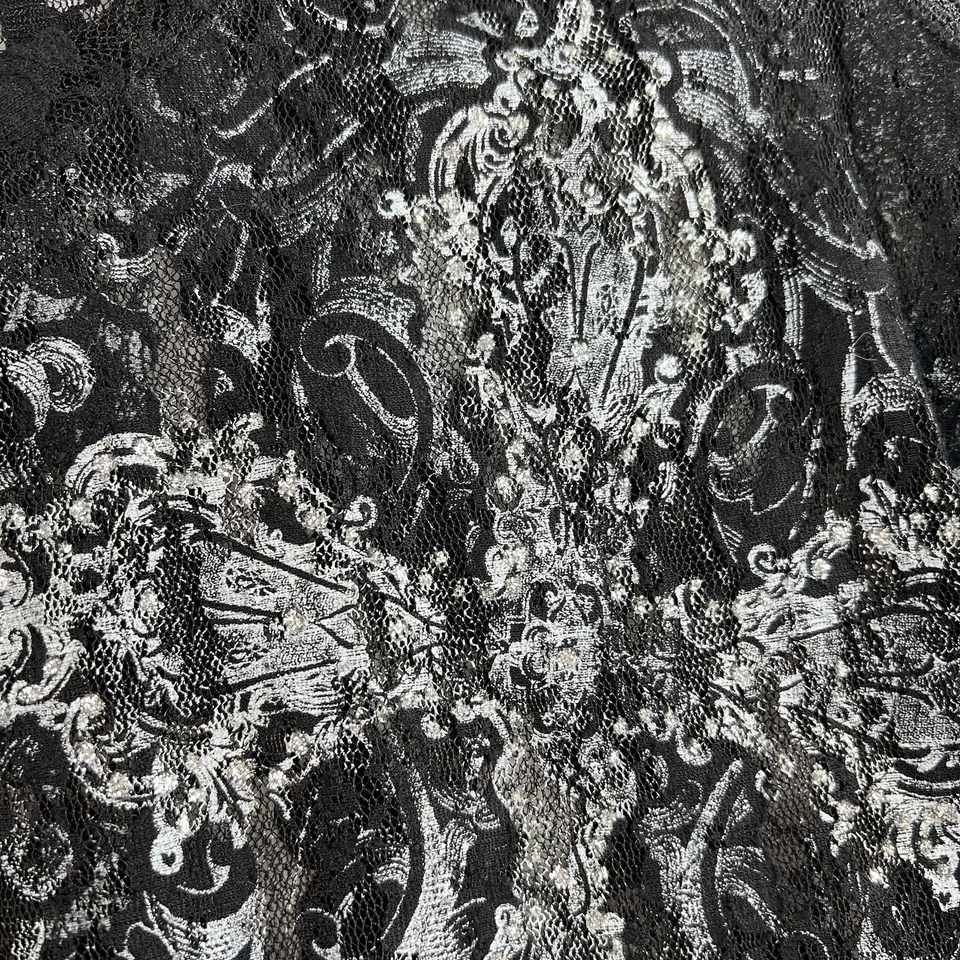 90s Y2K Medium M Top Black Mesh Lace Cross Glitter Fairy Coquette Whimsigoth - Image 3 of 4