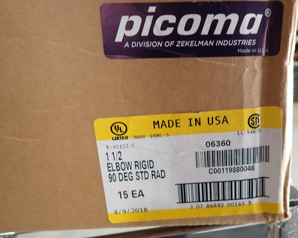 NUEVO - Codo rígido galvanizado Wheatland 90 grados 1-1/2" E-32152-C *Caja de 15* Foto 2 de 4