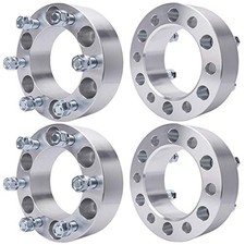 2" THICK, 4 PACK, 6 LUGS Wheel Spacers for Pack of 4, Silver Finish