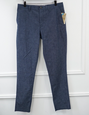 Men Burberry Pants Linen Soho Trousers Steel Blue Size US38