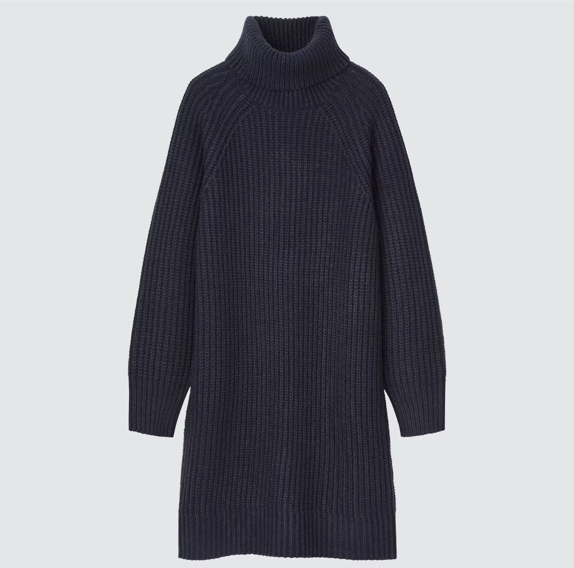 Uniqlo Women's Sz XS Long Sleeve Knit Pullover Turtleneck Sweater Dress Black