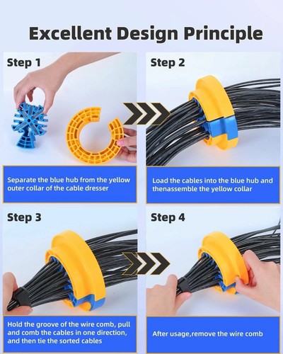 Wire Comb Network Cable Management Cables Wires Up to 1/4 " Cable Organizing - Afbeelding 5 van 7