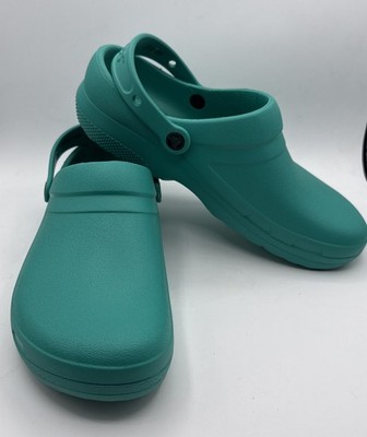Crocs @ Work Bistro 204590 Unisex Clogs Men 10 Women 12 Slip Resistant Teal Shoe